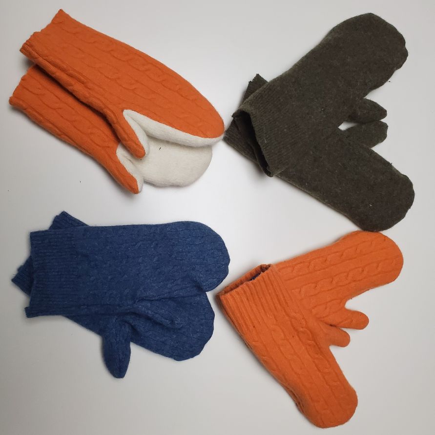 Upcycled felted mittens